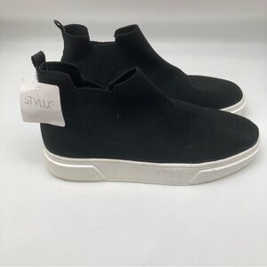 Stylus women’s slip on high top sneakers Black 8 Medium